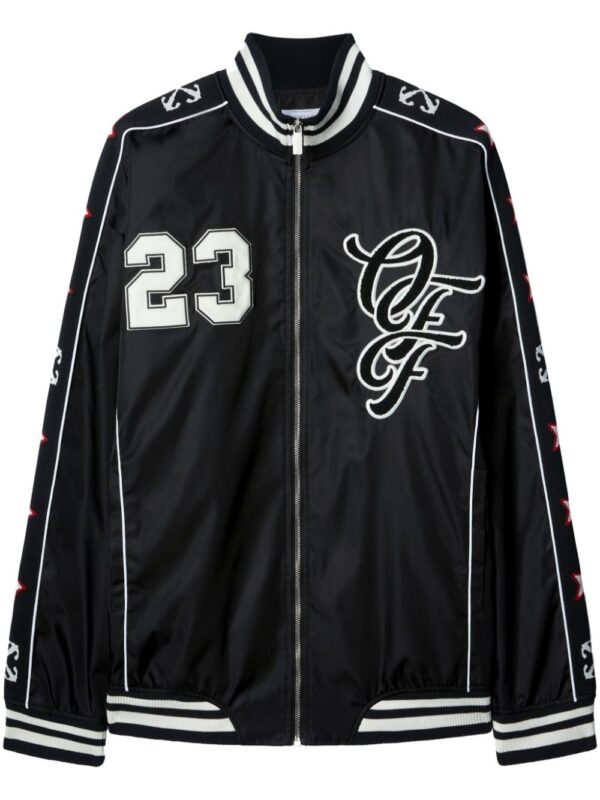 Off-White  varsity-patch bomber jacket
