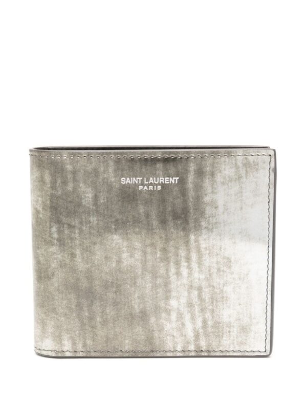 Saint Laurent logo-debossed reflective leather wallet