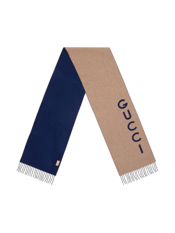 Gucci  logo-appliqué houndstooth scarf - Image 2