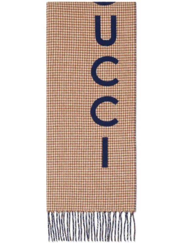 Gucci  logo-appliqué houndstooth scarf