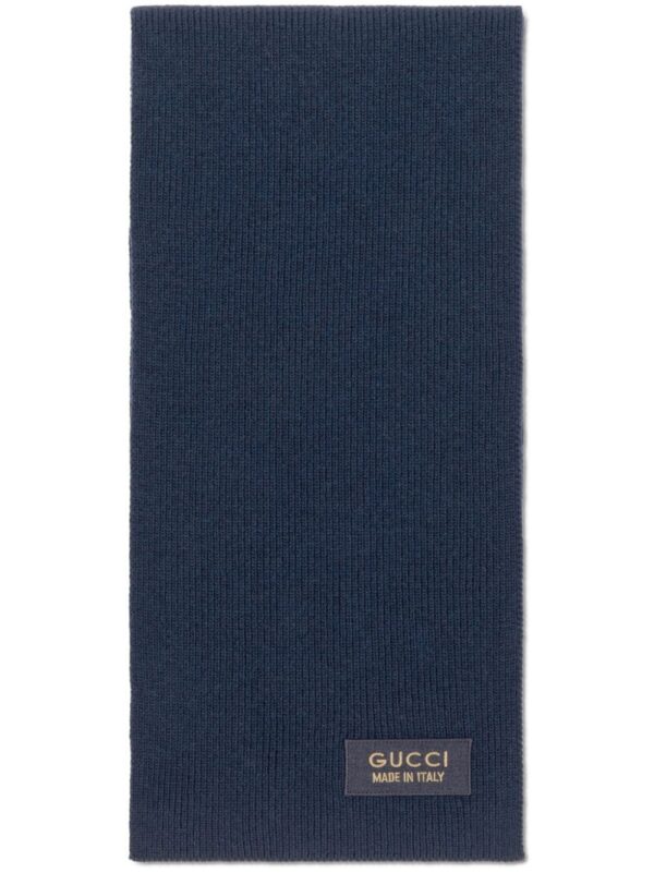 Gucci  logo-patch ribbed-knit scarf
