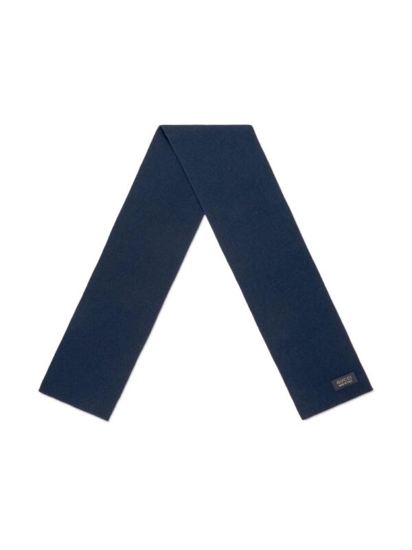 Gucci  logo-patch ribbed-knit scarf - Image 2