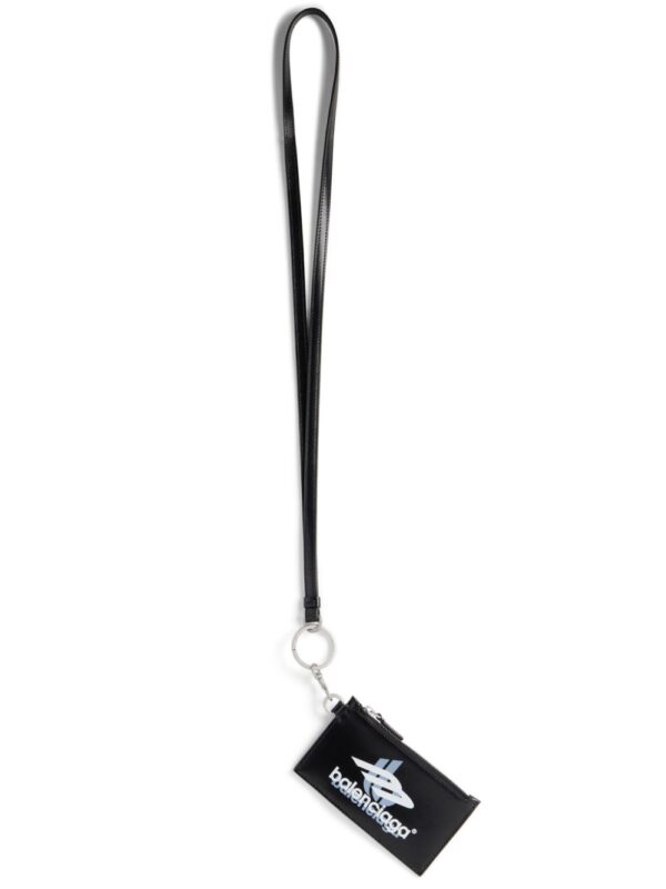 Balenciaga Cash logo-print lanyard cardholder