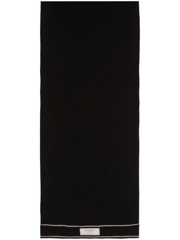 Balmain  Label-patch merino-wool scarf