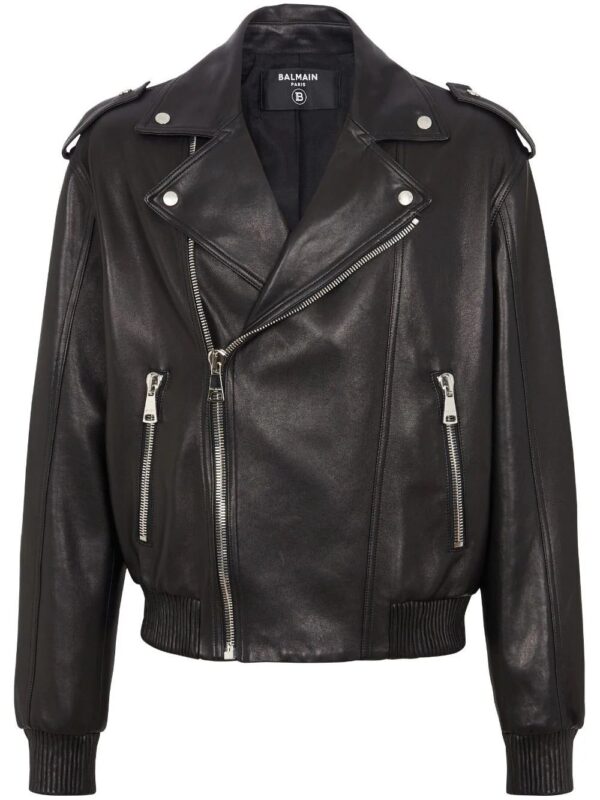 Off-White  crinkled leather biker jacket - Image 3