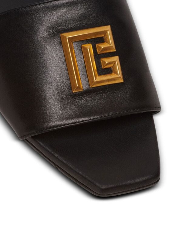 Balmain Dafne logo-plaque leather slides - Image 5