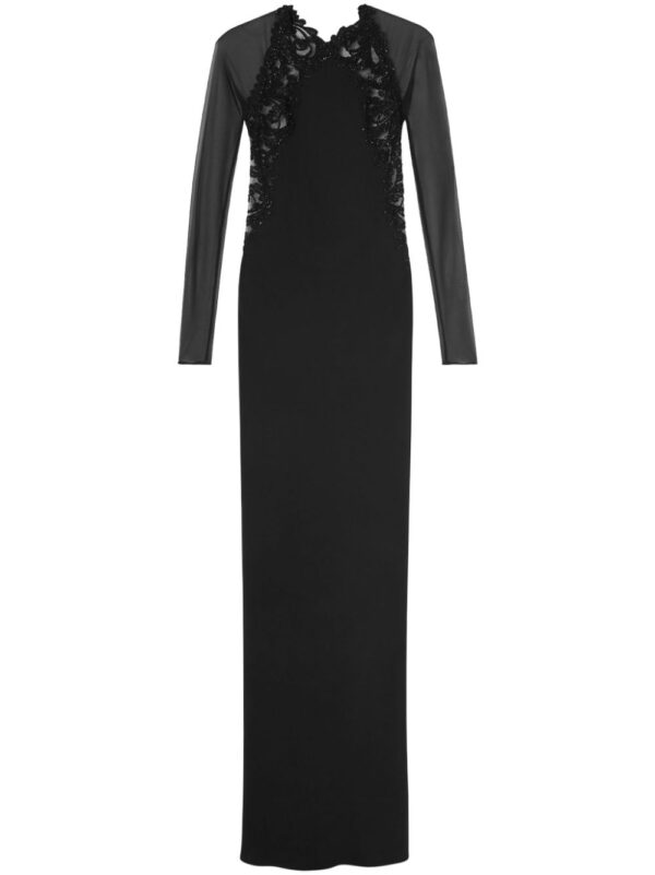 Versace  Barocco-lace trim silk gown dress
