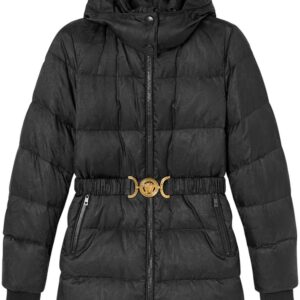 Versace  Barocco-print belted puffer jacket