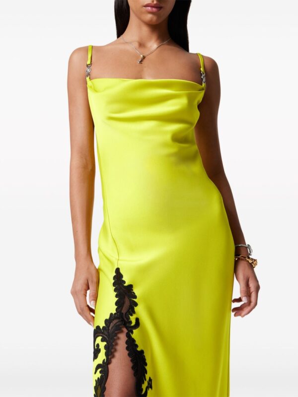 Versace Barocco-lace embellished satin midi dress - Image 4
