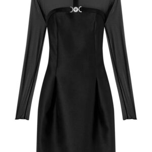 Versace logo-plaque silk dress