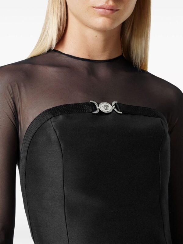 Versace logo-plaque silk dress - Image 4