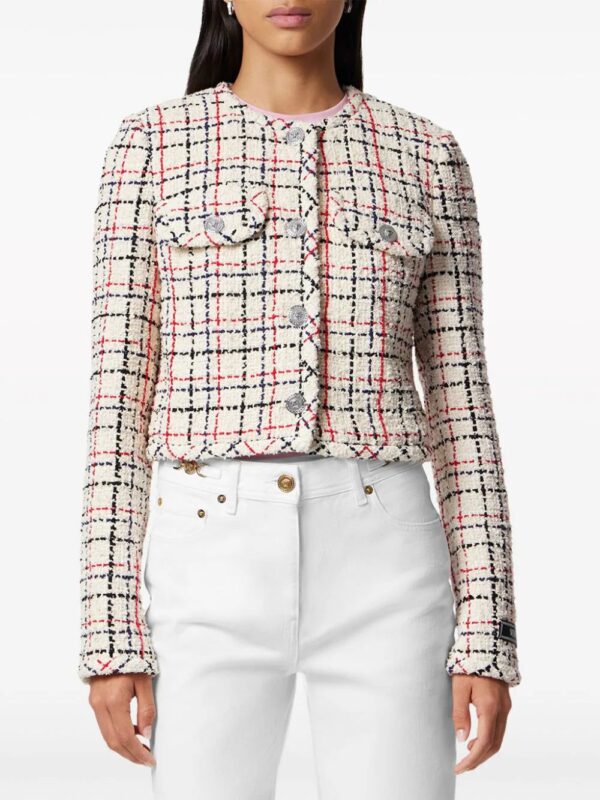Versace  check-pattern tweed cropped jacket - Image 3