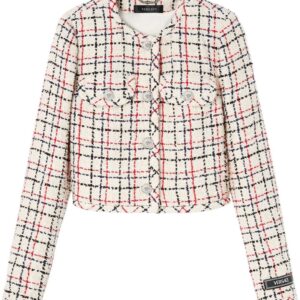 Versace  check-pattern tweed cropped jacket