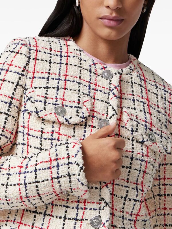 Versace  check-pattern tweed cropped jacket - Image 4