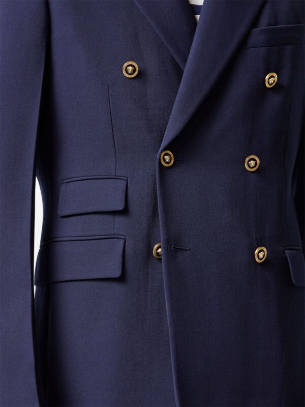 Versace  double-breasted logo-plaque blazer - Image 4