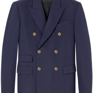 Versace  double-breasted logo-plaque blazer