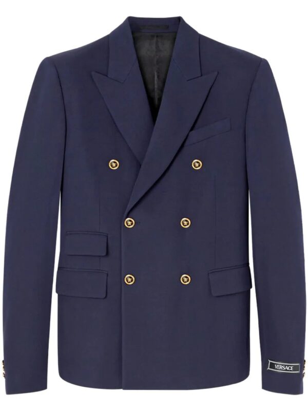 Versace  double-breasted logo-plaque blazer