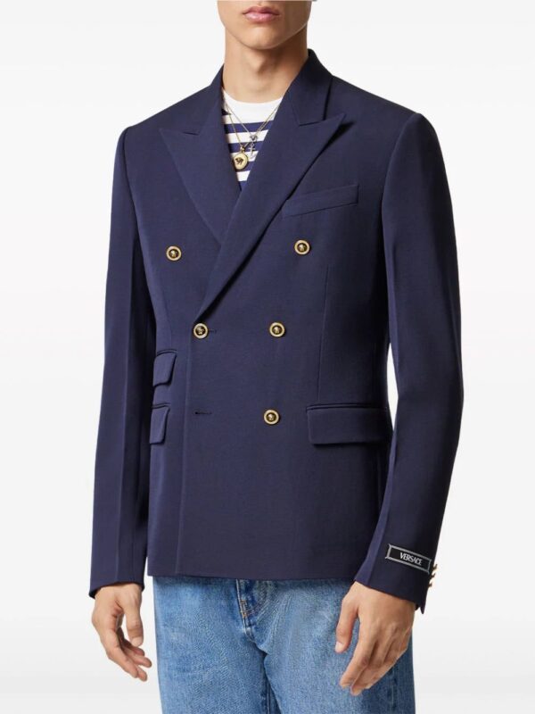 Versace  double-breasted logo-plaque blazer - Image 2
