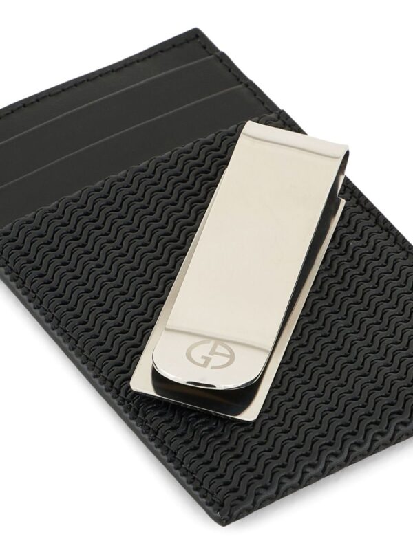 Giorgio Armani logo-plaque woven leather cardholder - Image 3