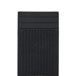 Giorgio Armani logo-plaque woven leather cardholder
