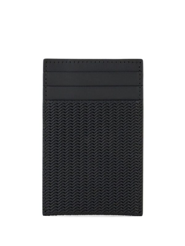 Giorgio Armani logo-plaque woven leather cardholder