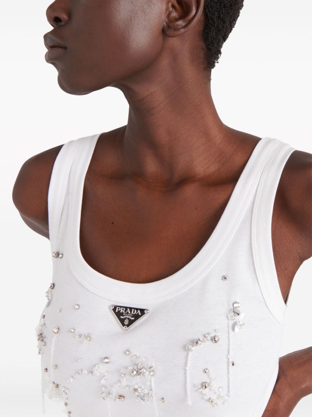Prada ribbed-knit embroidered tank top - Image 4
