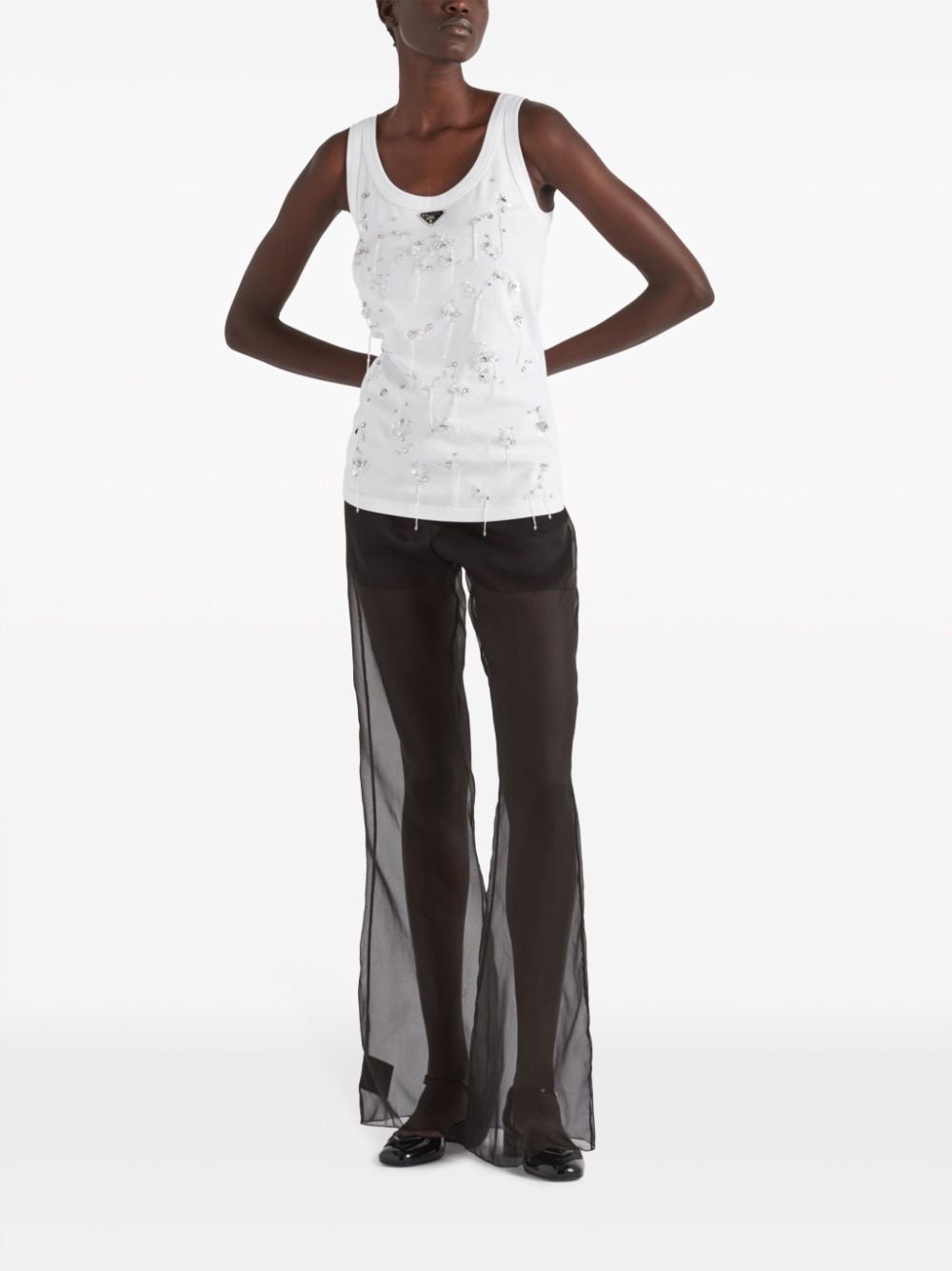 Prada ribbed-knit embroidered tank top - Image 2
