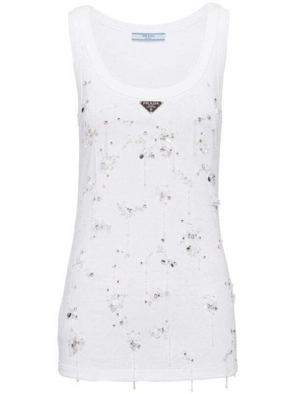 Prada ribbed-knit embroidered tank top