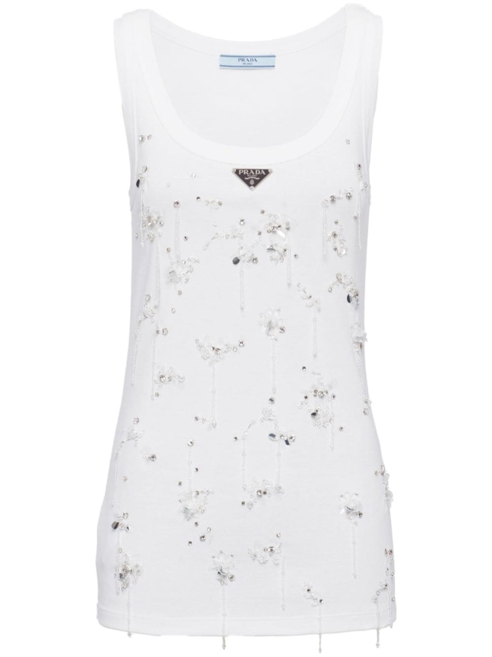 Prada ribbed-knit embroidered tank top
