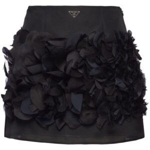 Prada  feather-detail silk miniskirt