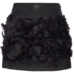 Prada  feather-detail silk miniskirt