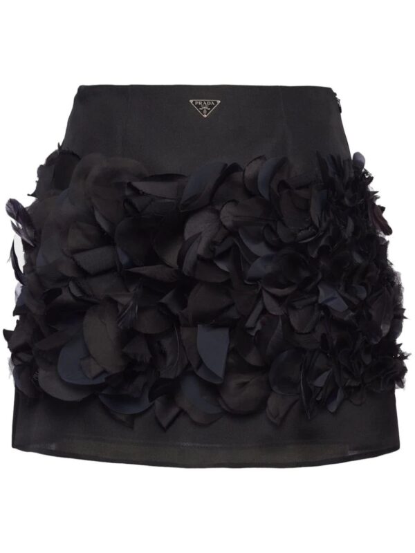 Prada  feather-detail silk miniskirt