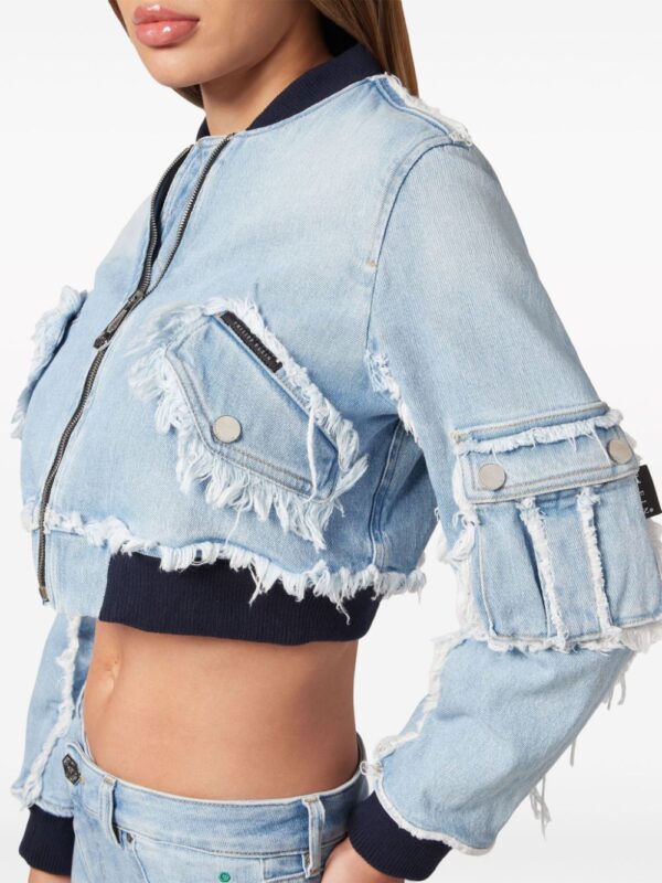 Philipp Plein  cropped denim bomber jacket - Image 4