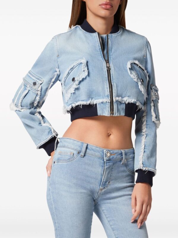 Philipp Plein  cropped denim bomber jacket - Image 2