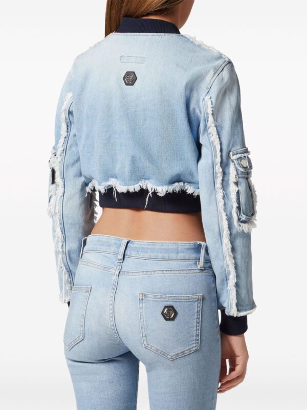 Philipp Plein  cropped denim bomber jacket - Image 3