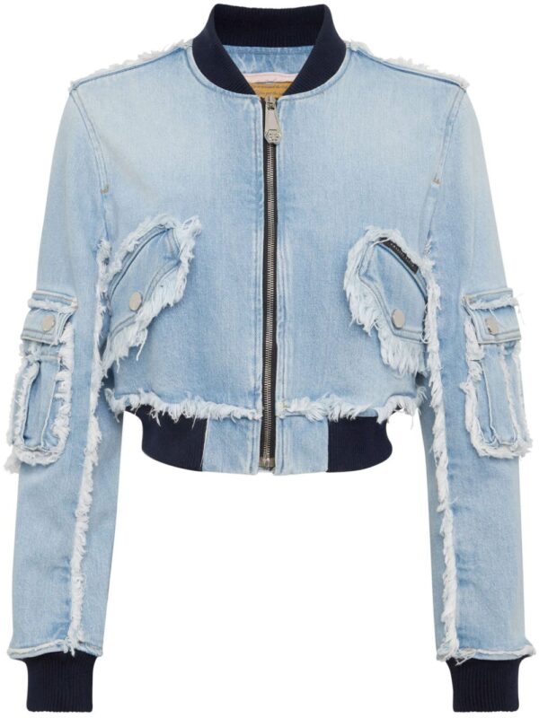 Philipp Plein  cropped denim bomber jacket