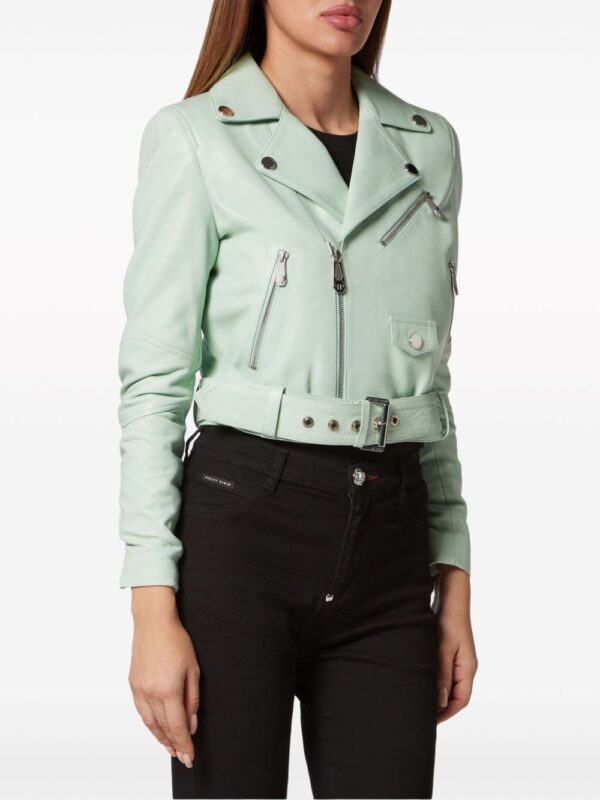 Philipp Plein  leather cropped biker jacket - Image 2