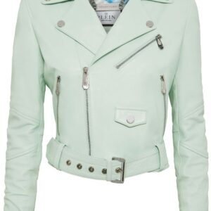 Philipp Plein  leather cropped biker jacket