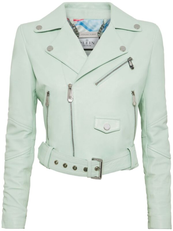 Philipp Plein  leather cropped biker jacket