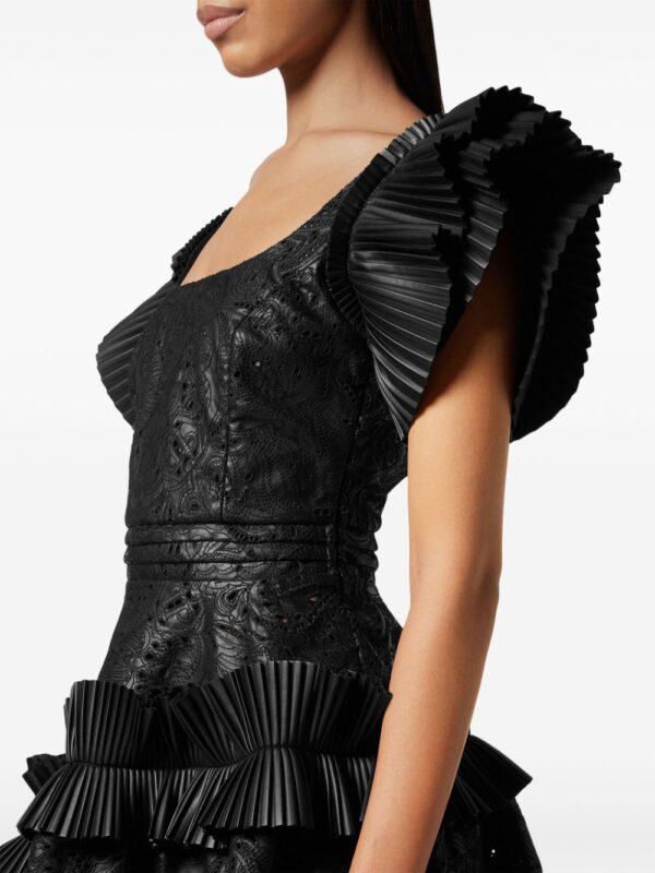 Philipp Plein ruffled faux-leather minidress - Image 3