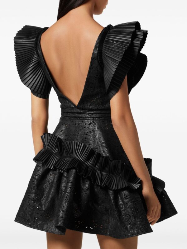 Philipp Plein ruffled faux-leather minidress - Image 4