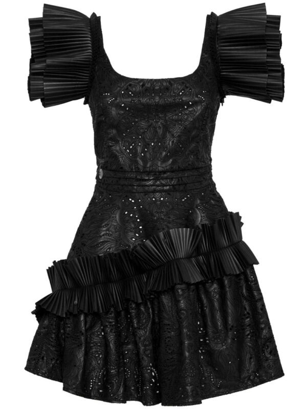 Philipp Plein  ruffled faux-leather minidress