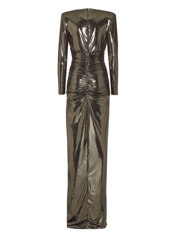 Philipp Plein Lamé Jersey Padded Shoulder Lond Dress - Image 2