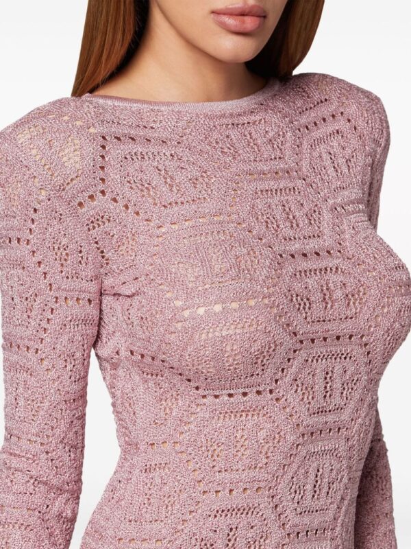 Philipp Plein open-knit monogram minidress - Image 3