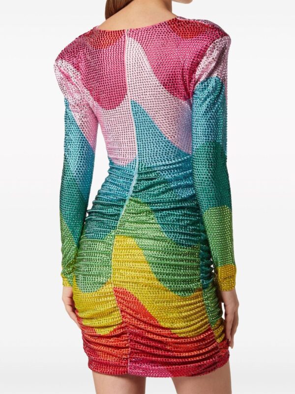 Philipp Plein crystal-embellished rainbow-print minidress - Image 4