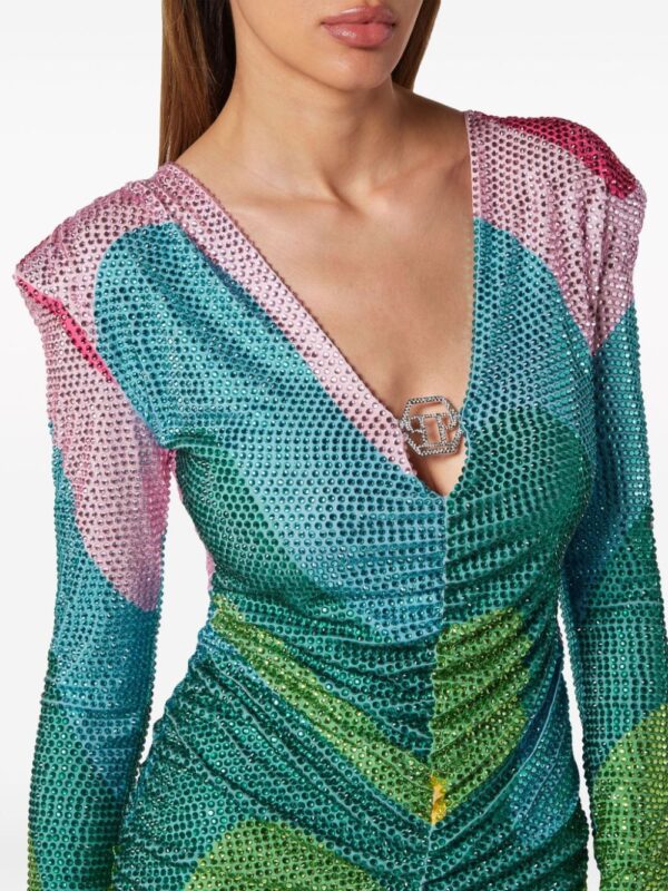 Philipp Plein crystal-embellished rainbow-print minidress - Image 5