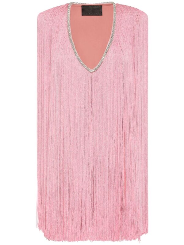 Philipp Plein fringed v-neck mini dress