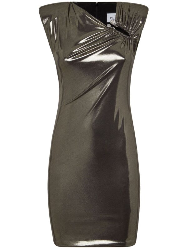 Philipp Plein shoulder-padded lamé minidress