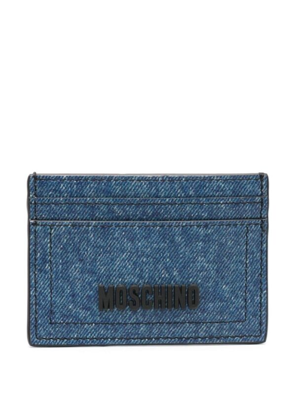 Moschino logo-lettering denim cardholder