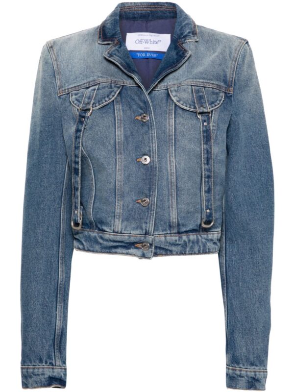 Off-White  strap-detailing cropped denim jacket
